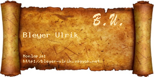 Bleyer Ulrik névjegykártya